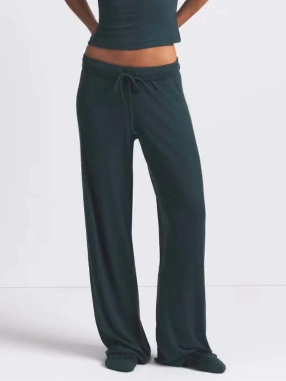 Skims green ribbed lounge/pajama pant XL Modal Soft Cozy